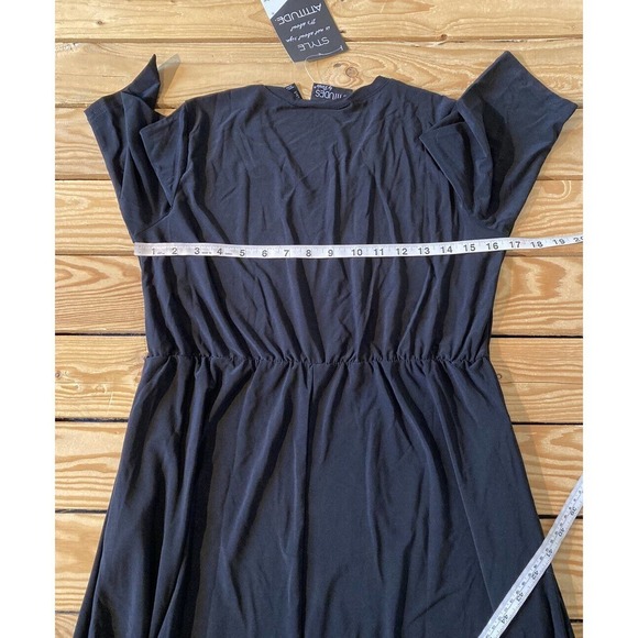 NWT Attitudes by Renee Como Jersey Magic Waist Maxi Dress Size Small Black - Picture 7 of 8